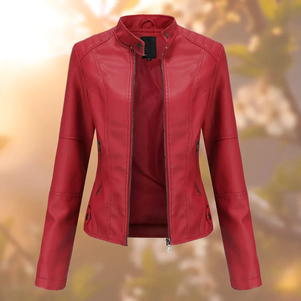 Sasha Chaqueta de Cuero para Mujer – Cazadora Slim Fit Elegante Chic