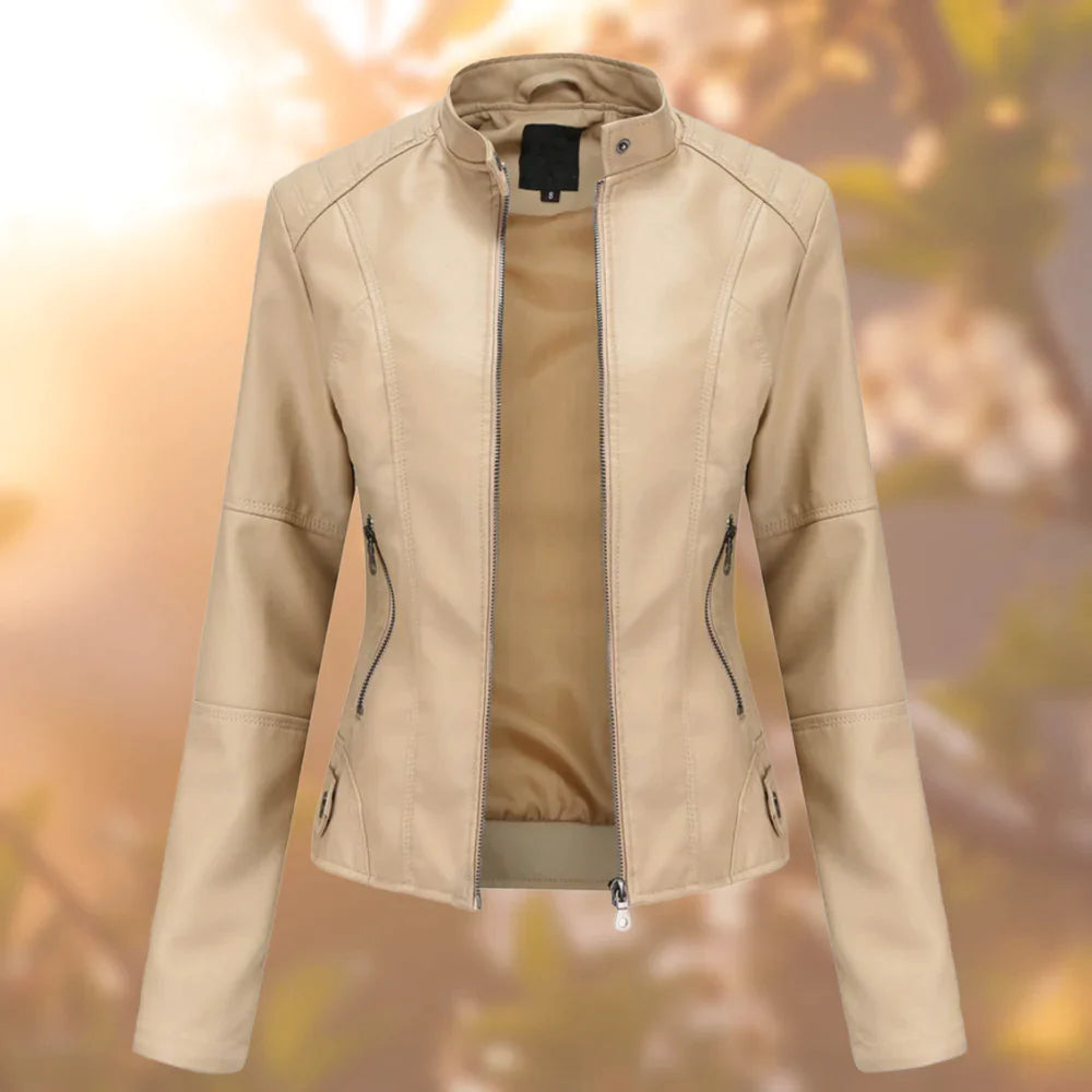 Sasha Chaqueta de Cuero para Mujer – Cazadora Slim Fit Elegante Chic
