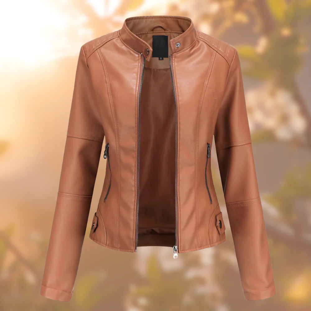 Sasha Chaqueta de Cuero para Mujer – Cazadora Slim Fit Elegante Chic