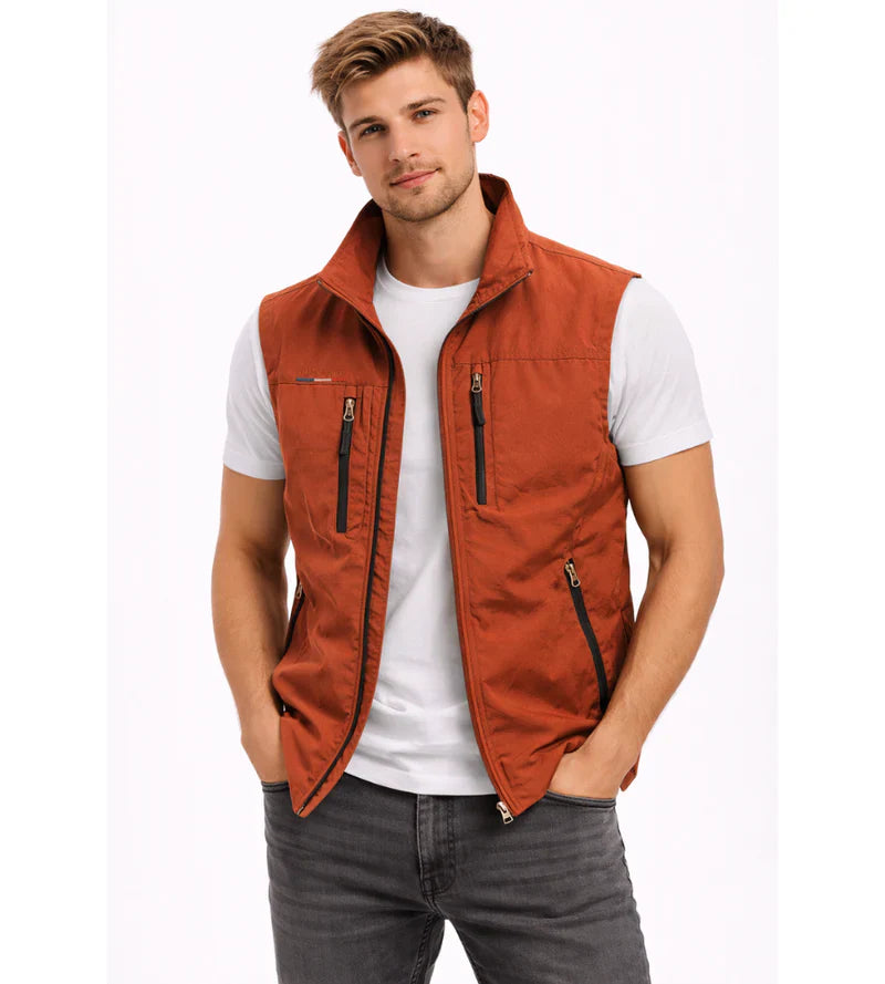 Carter Chaleco Outdoor Hombre – Ligero, Cuello Alto y 4 Bolsillos con Cremallera