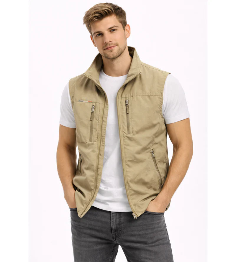 Carter Chaleco Outdoor Hombre – Ligero, Cuello Alto y 4 Bolsillos con Cremallera