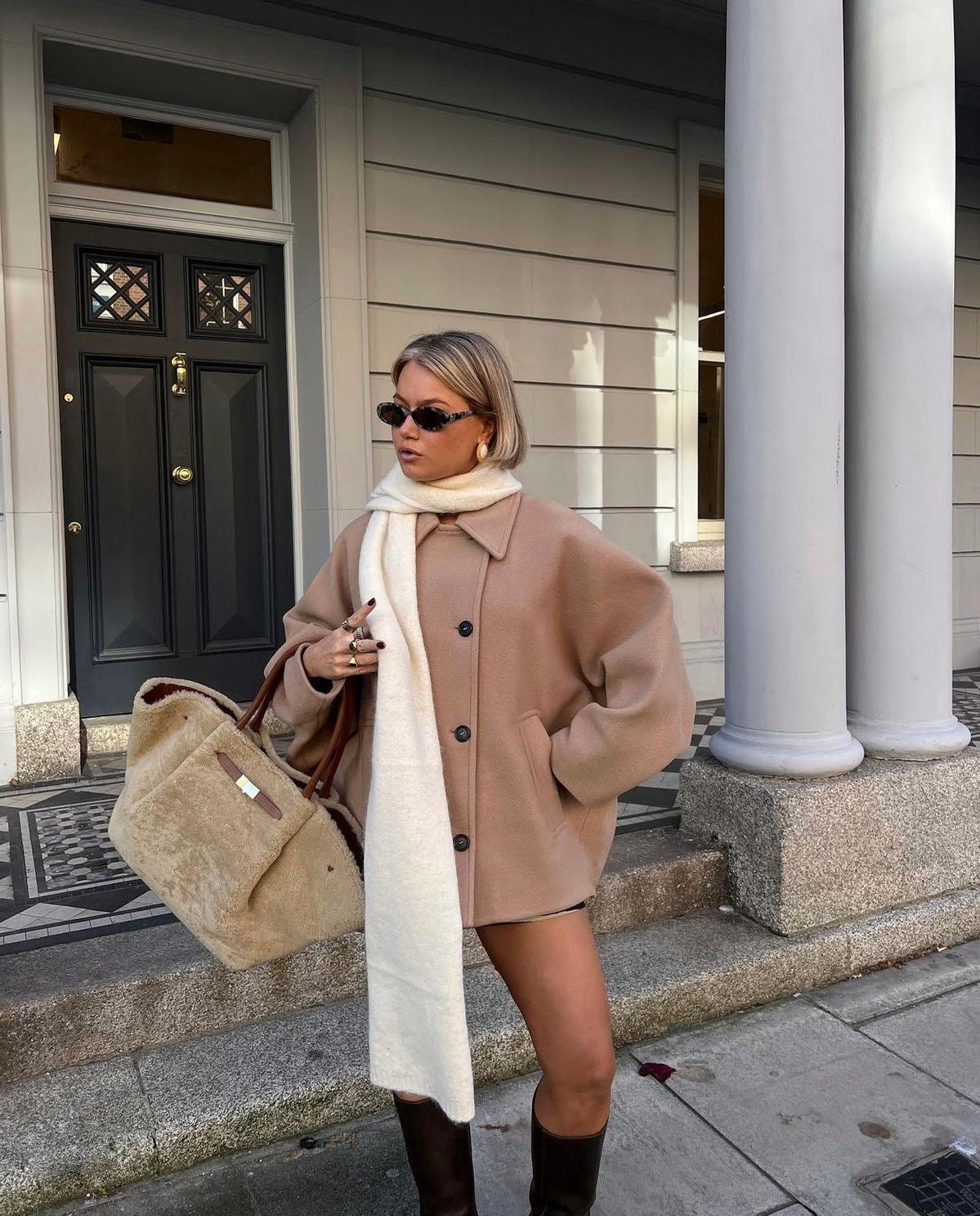 Amelia Manteau Femme – Manteau Oversize en Laine Élégant et Chaud pour l'Hiver