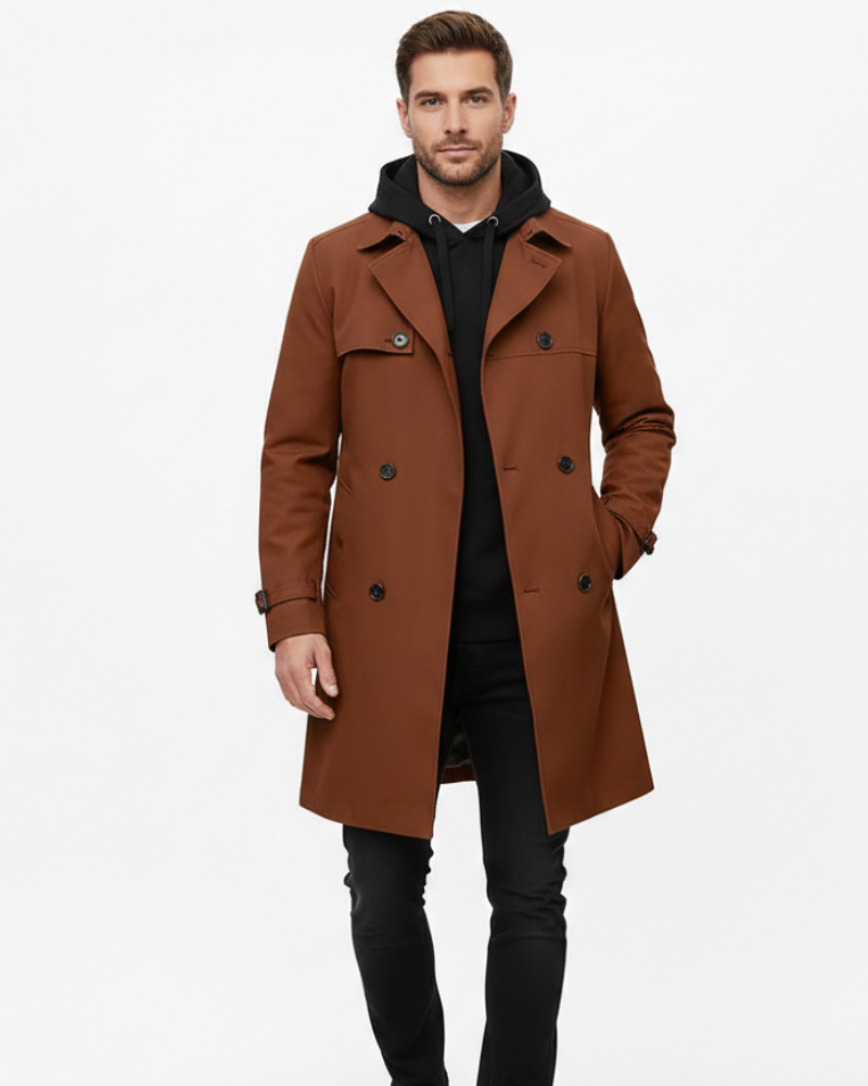 Gian Trench Coat para Hombre – Abrigo Cruzado Elegante Casual Chic Moderno