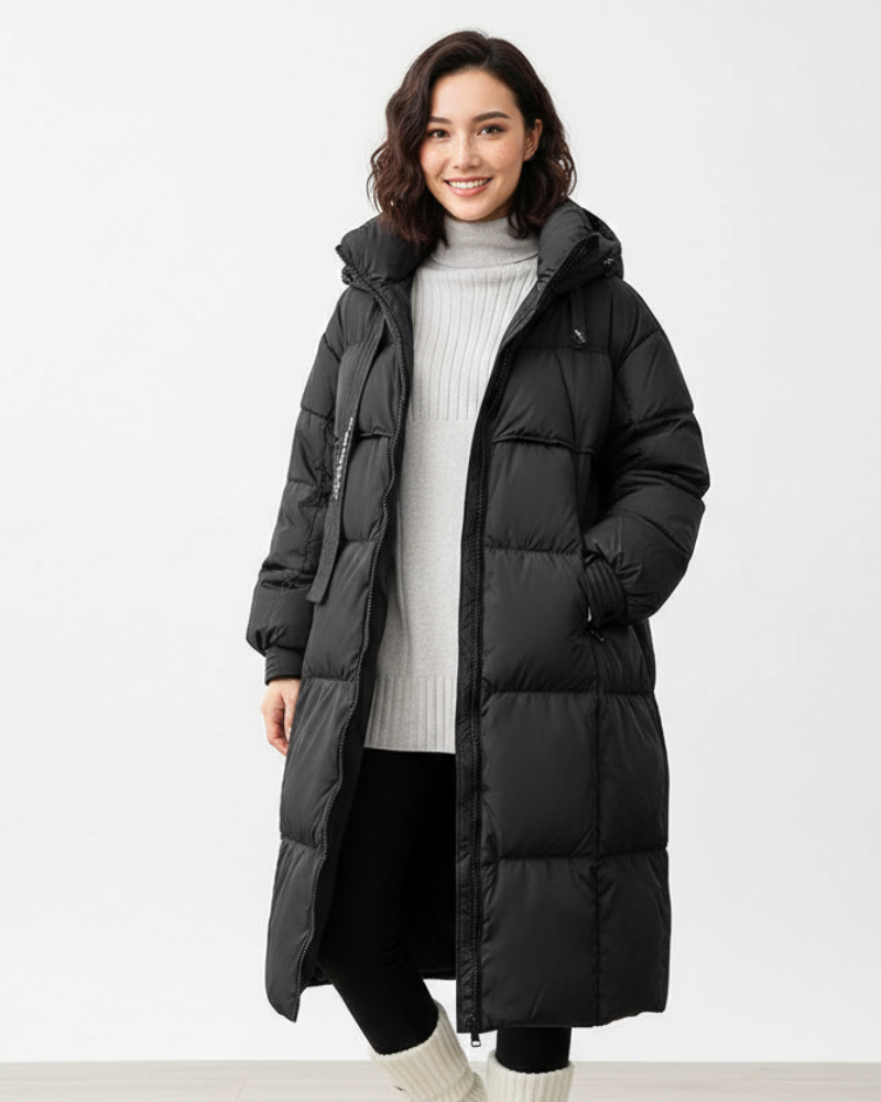 Laura Parka Larga para Mujer – Abrigo Invierno con Capucha Casual Chic