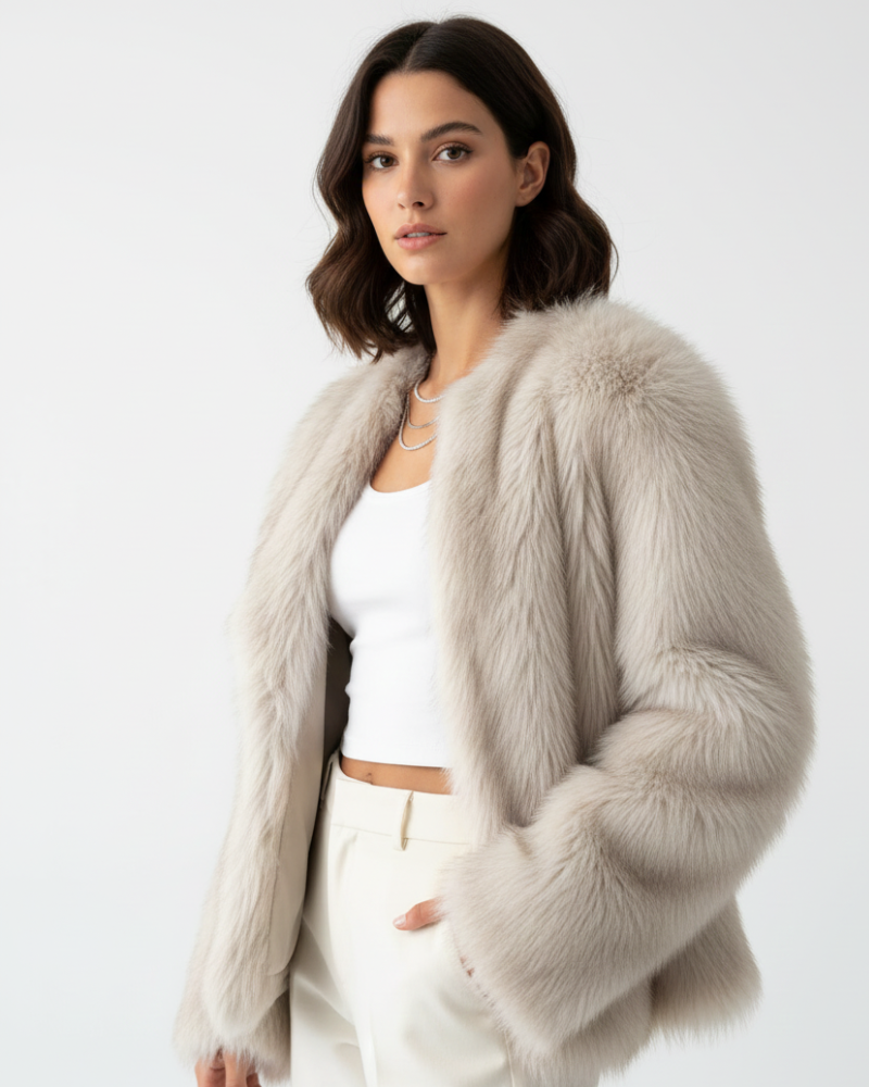Julia Abrigo de Pelo Sintético para Mujer – Chaqueta Elegante Cálida y Moderna