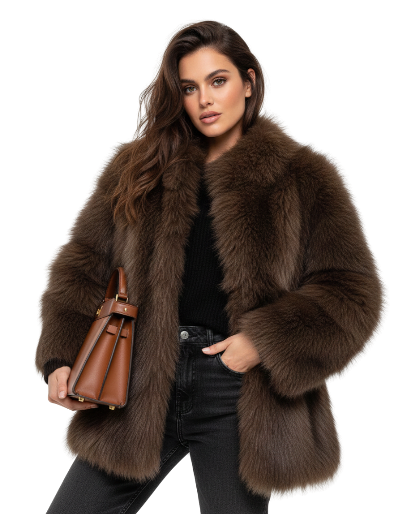 Julia Abrigo de Pelo Sintético para Mujer – Chaqueta Elegante Cálida y Moderna