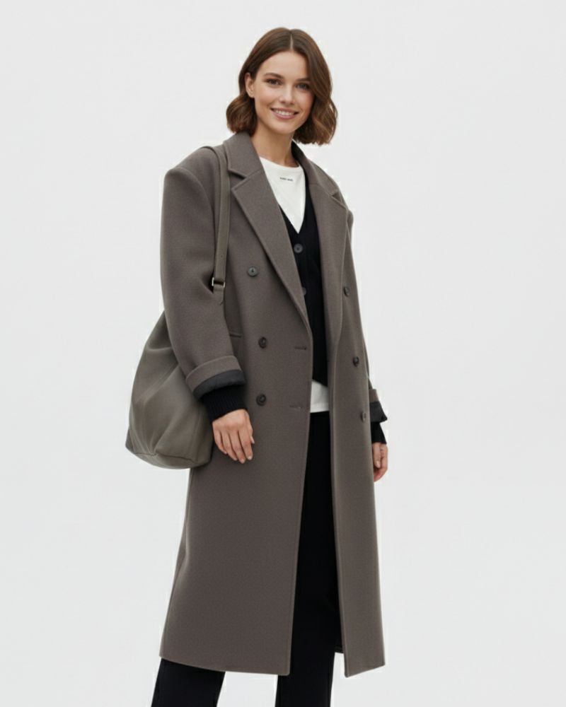 Claudia Abrigo Oversize para Mujer – Abrigo Largo Elegante Doble Botón