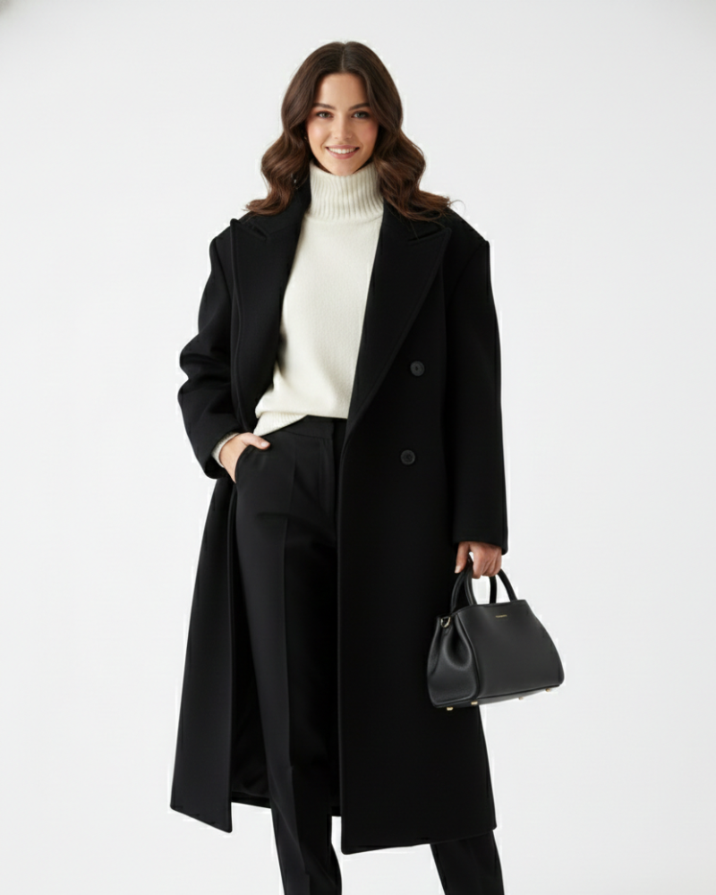 Claudia Abrigo Oversize para Mujer – Abrigo Largo Elegante Doble Botón