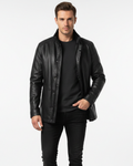 Zayko Manteau Long en Cuir pour Homme – Trench Élégant Hiver Chic