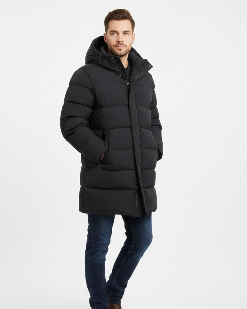 Arlo Abrigo Puffer Largo para Hombre – Chaqueta de Invierno Cálida y Moderna
