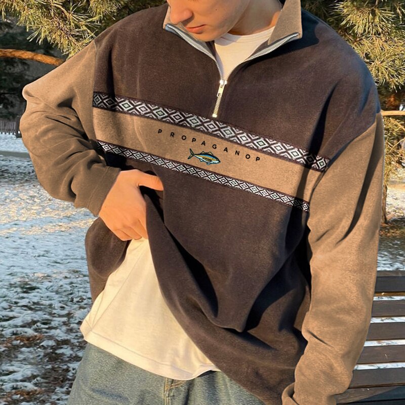John Jersey Retro con Cremallera para Hombre – Suéter Elegante Casual Invierno