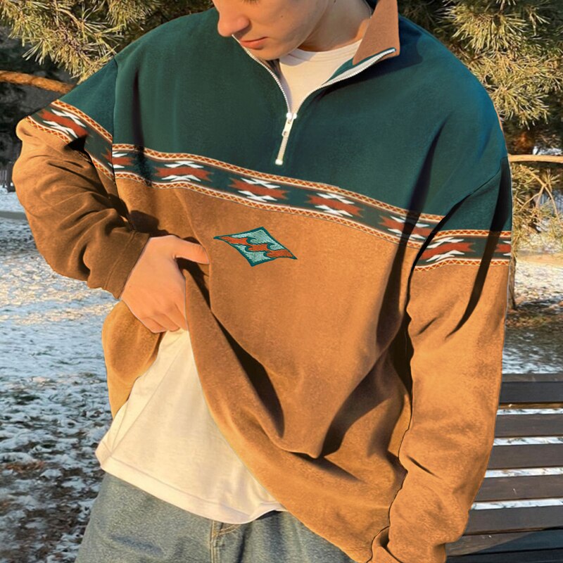 John Jersey Retro con Cremallera para Hombre – Suéter Elegante Casual Invierno