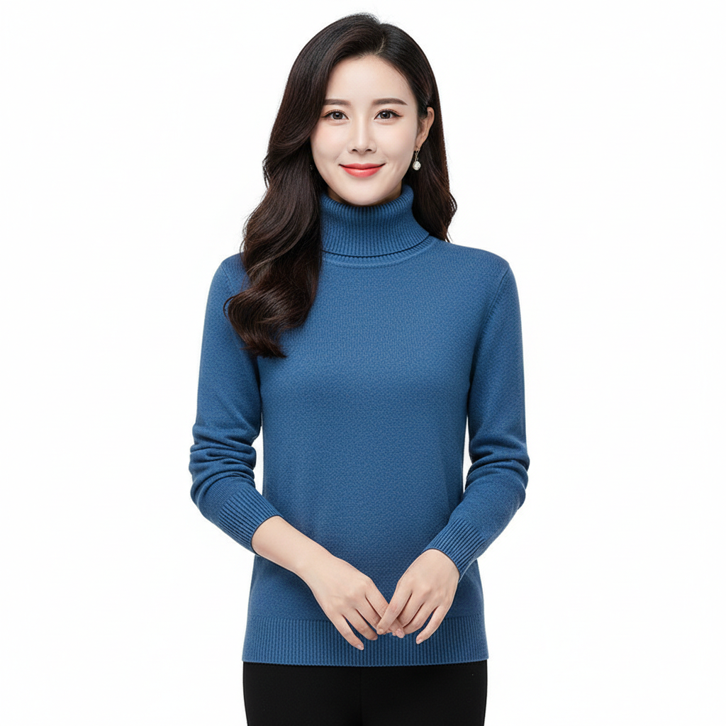 Léa Jersey de Cachemir para Mujer – Suéter de Cuello Alto Elegante Chic