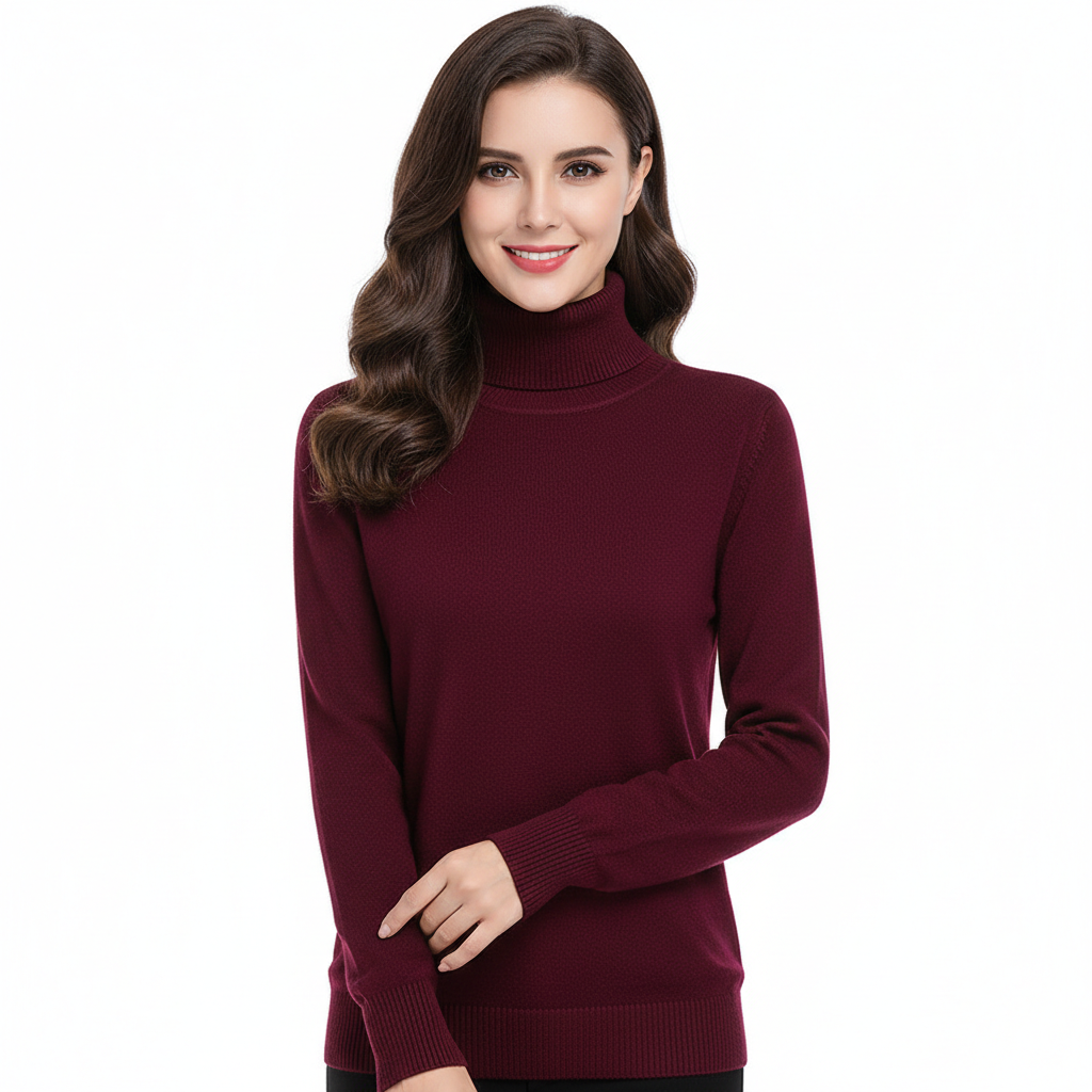 Léa Jersey de Cachemir para Mujer – Suéter de Cuello Alto Elegante Chic