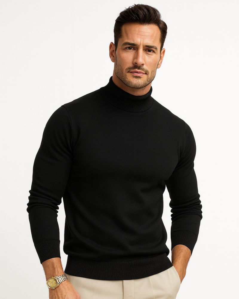 Leonardo Jersey de Cuello Alto para Hombre – Suéter Elegante de Punto Premium
