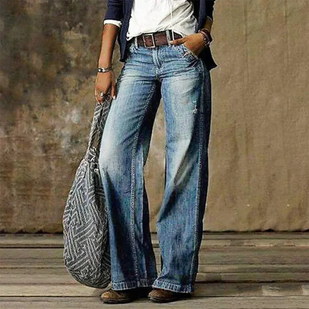 Emie Jeans de Tiro Bajo para Mujer – Vaqueros Vintage Stretch Elegantes