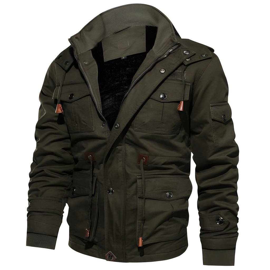 Liam Veste Militaire Homme – Manteau Imperméable avec Doublure Polaire et Taille Ajustable