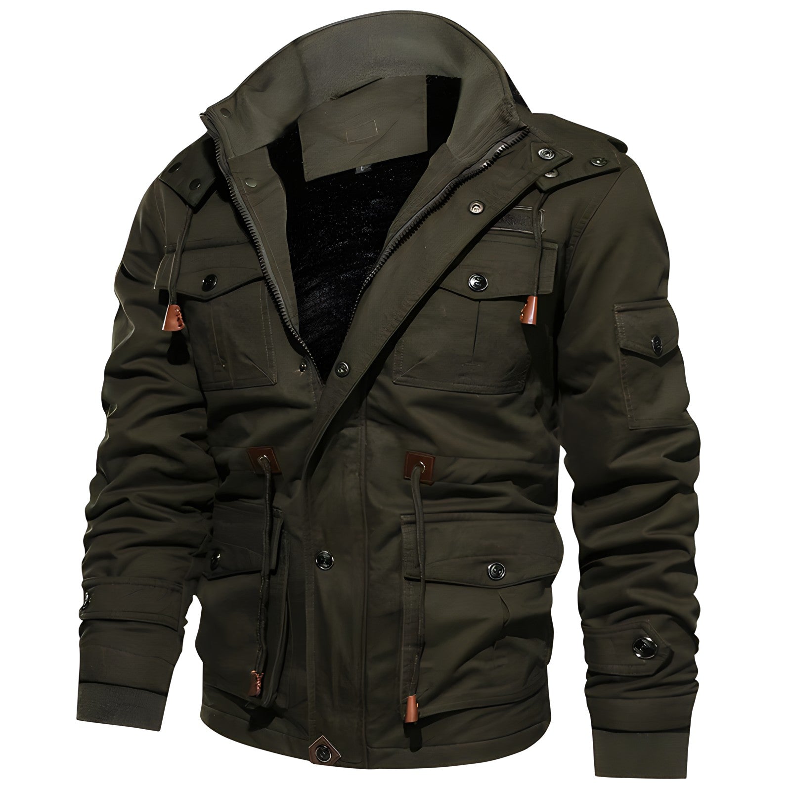 Liam Chaqueta Militar Hombre – Abrigo Impermeable con Forro Polar y Cintura Ajustable