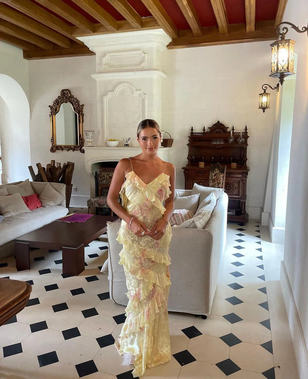 Estella Robe Longue à Volants pour Femme – Robe Élégante Dos Nu
