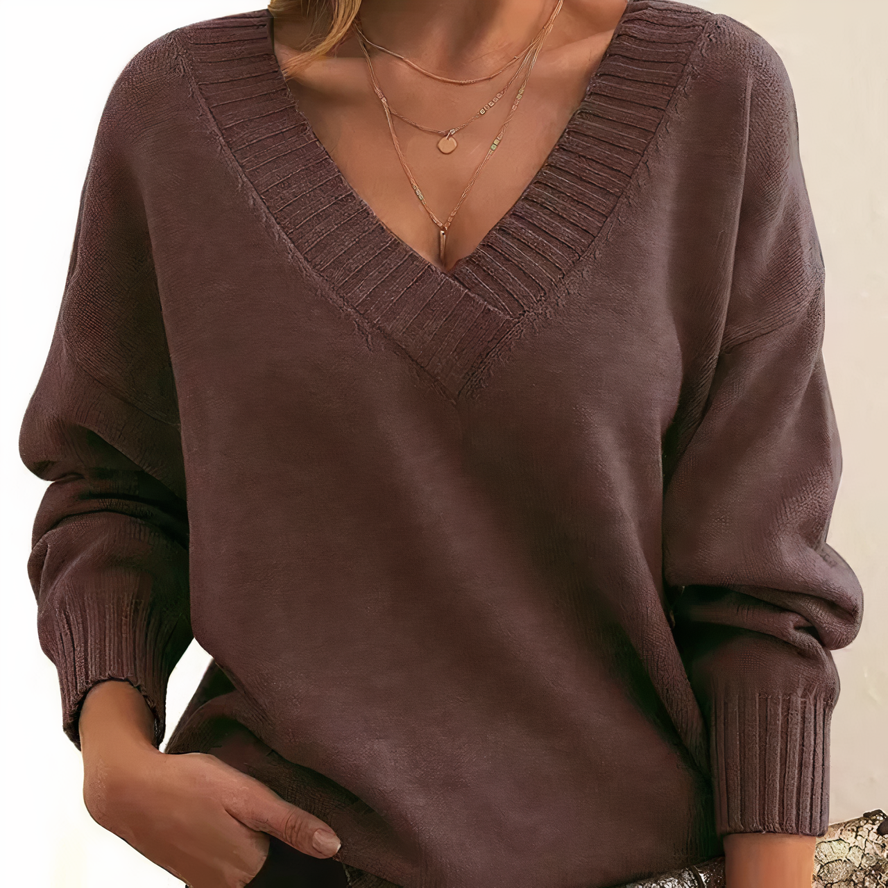 Zeyann Jersey de Cachemir para Mujer – Suéter Elegante Cuello V Premium Chic