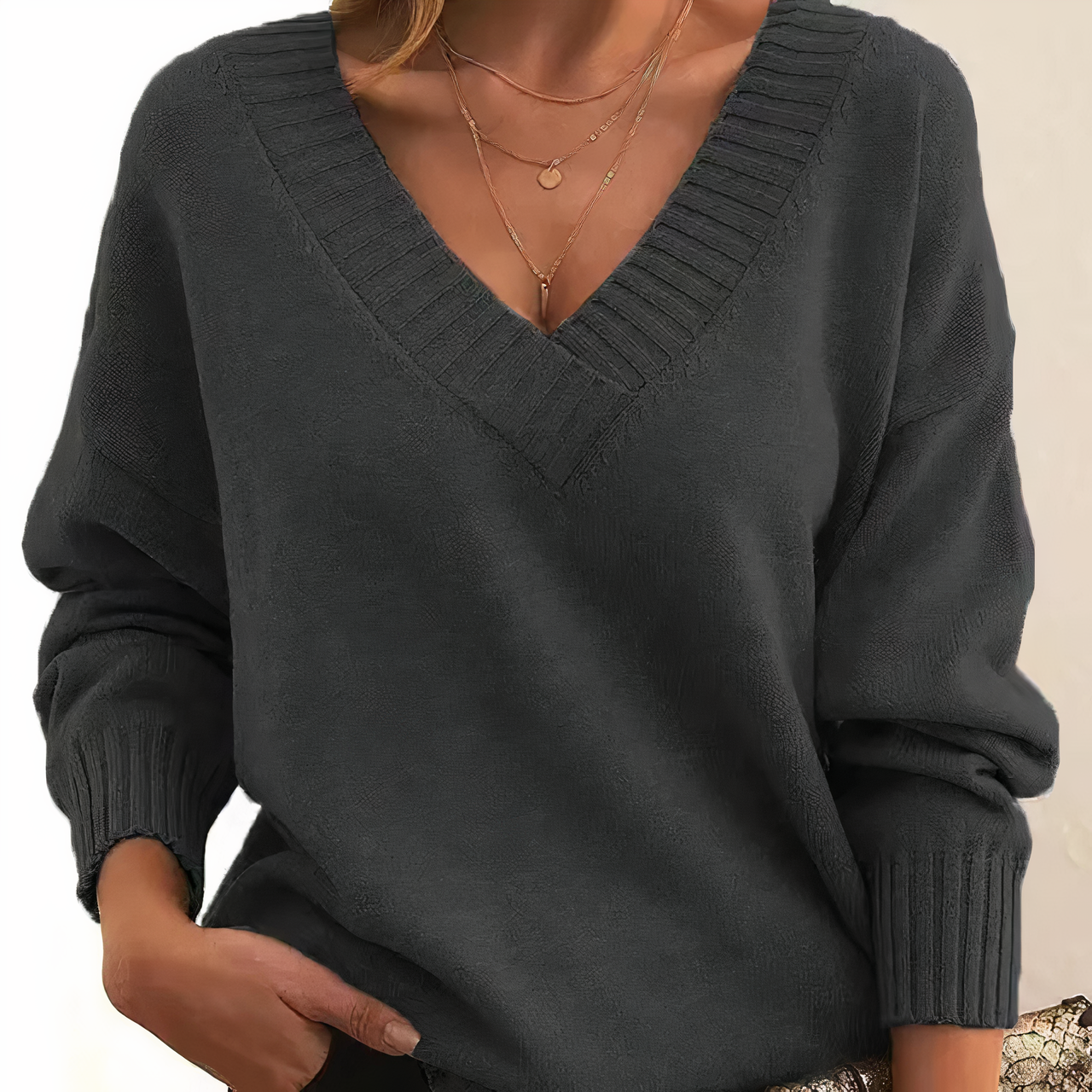 Zeyann Jersey de Cachemir para Mujer – Suéter Elegante Cuello V Premium Chic