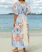 Vestito Maxi Boho Juliet da Donna – Manica Kimono, Scollo a V, Vita Alta e Spacco