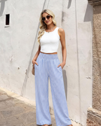 Kylie Pantalón Mujer – Wide Leg Ligero con Bolsillos y Corte Relajado