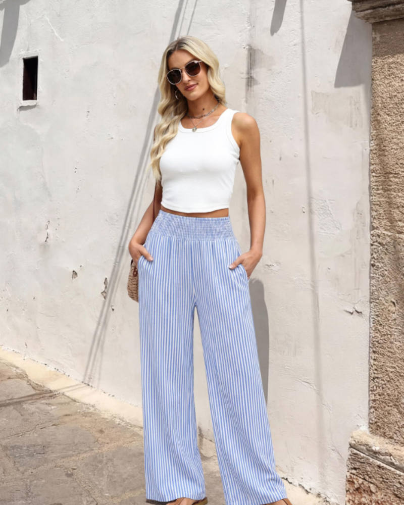 Kylie Pantalón Mujer – Wide Leg Ligero con Bolsillos y Corte Relajado