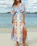 Vestito Maxi Boho Juliet da Donna – Manica Kimono, Scollo a V, Vita Alta e Spacco
