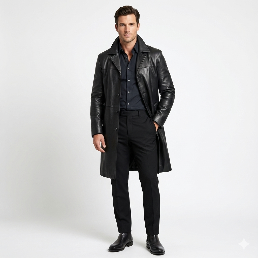 Marlo Trench Long pour Homme – Manteau Élégant Classique Décontracté Chic