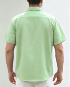 Noah Camisa Lino Hombre – Manga Corta, Cuello Clásico y Botones Ocultos