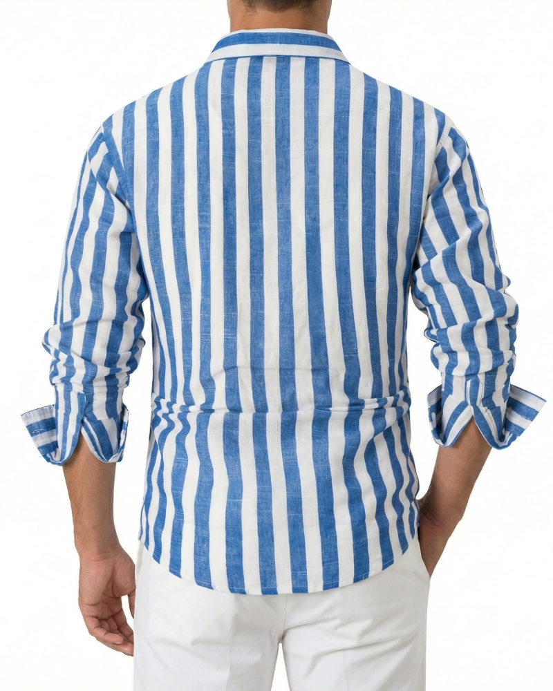 Mason Camisa Hombre – Camisa Rayas Manga Larga, Cuello Clásico y Botones
