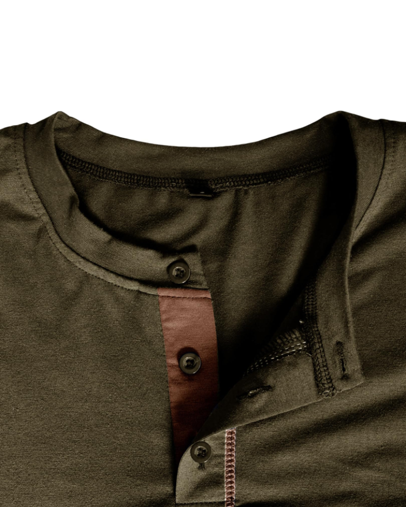 Owen Camiseta Henley Hombre – Manga Larga, Algodón Suave y Botones