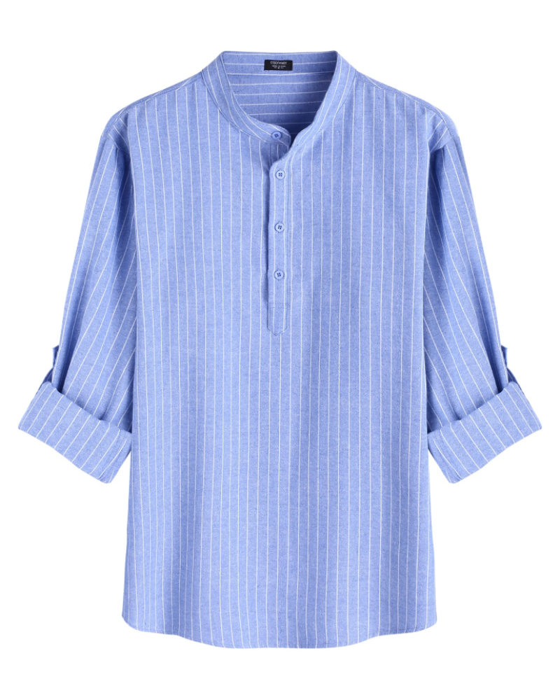 Ethan Camisa Henley Hombre – Camisa de Algodón y Lino de Manga Larga Transpirable