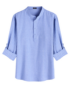 Ethan Camisa Henley Hombre – Camisa de Algodón y Lino de Manga Larga Transpirable