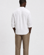 Ethan Camisa de Lino Hombre – Cuello Mao, Botones Frontales y Corte Relajado