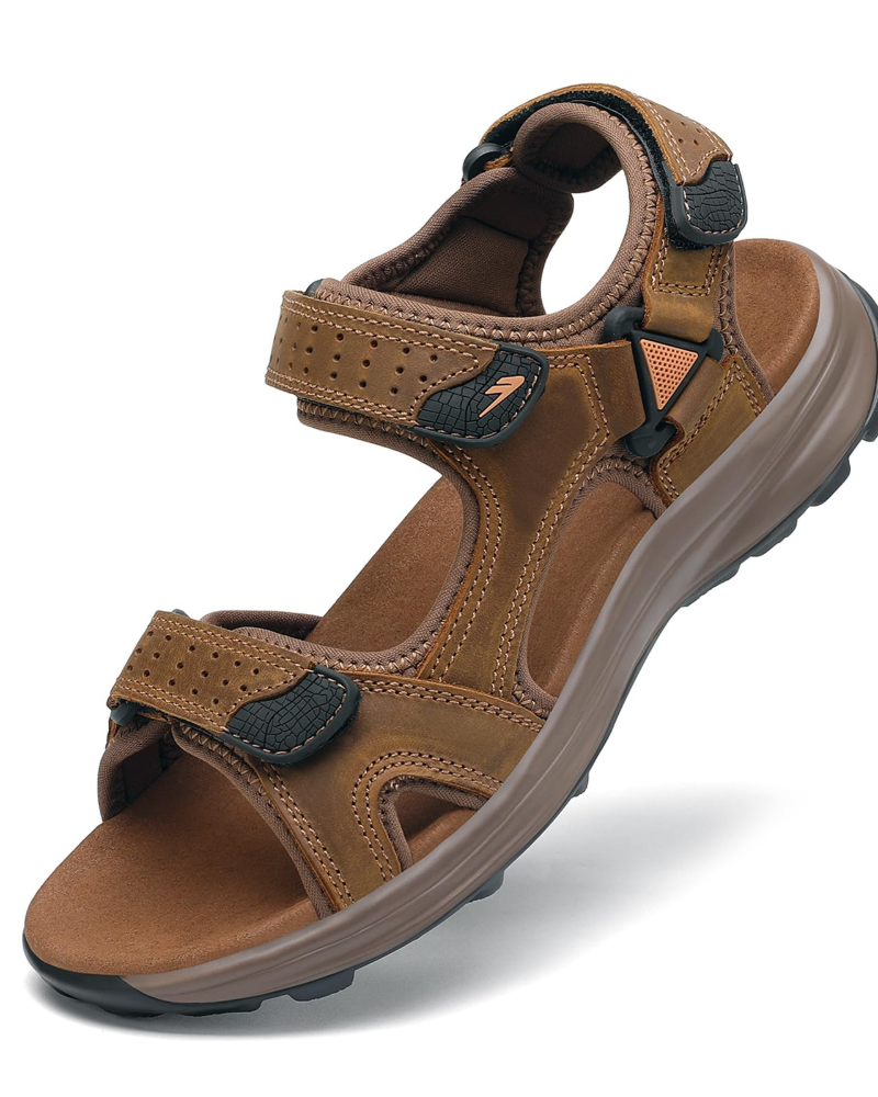 Carter Sandalias Trekking Hombre – Cuero, Tiras Ajustables y Suela PU Ligera