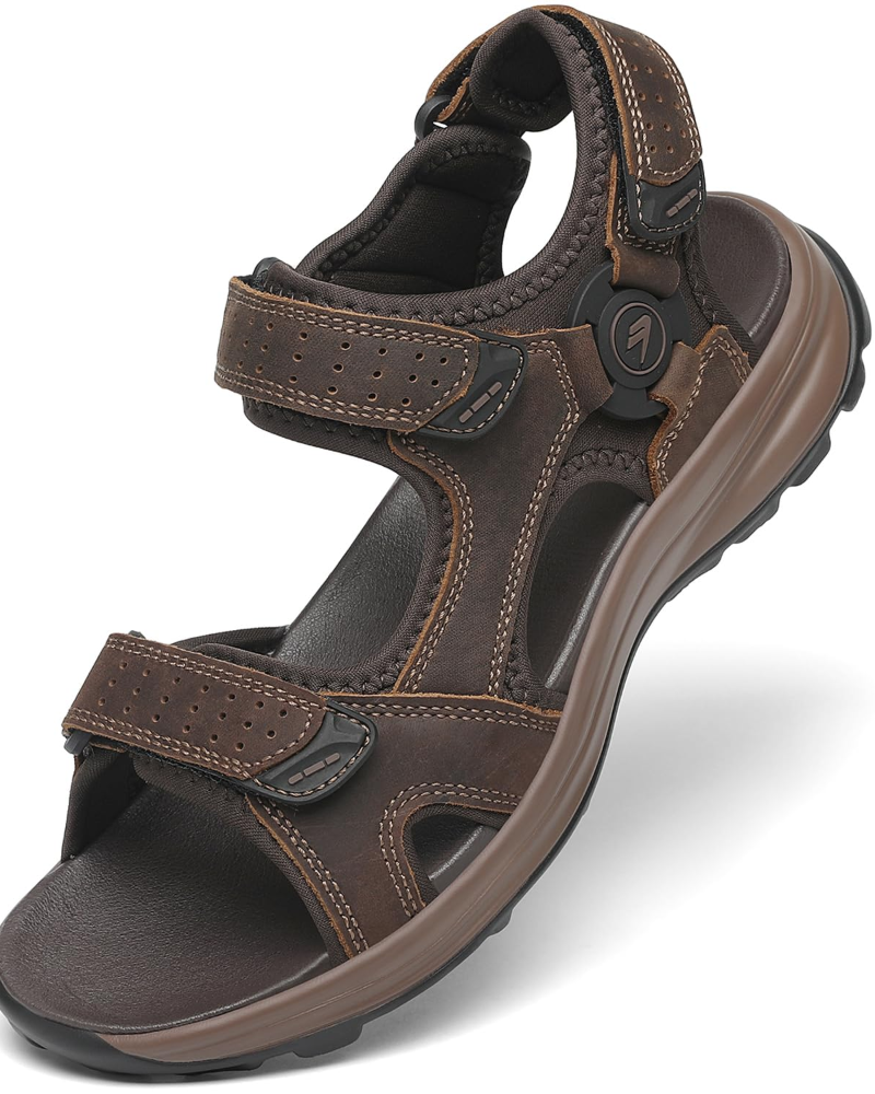 Carter Sandalias Trekking Hombre – Cuero, Tiras Ajustables y Suela PU Ligera