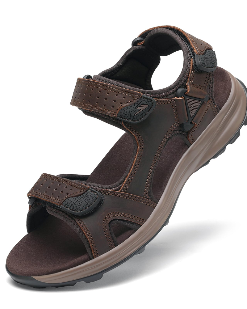 Carter Sandalias Trekking Hombre – Cuero, Tiras Ajustables y Suela PU Ligera