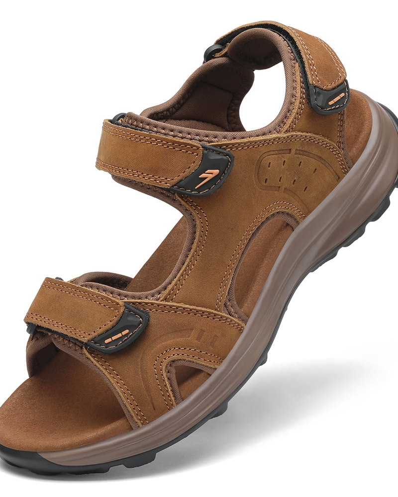 Carter Sandalias Trekking Hombre – Cuero, Tiras Ajustables y Suela PU Ligera