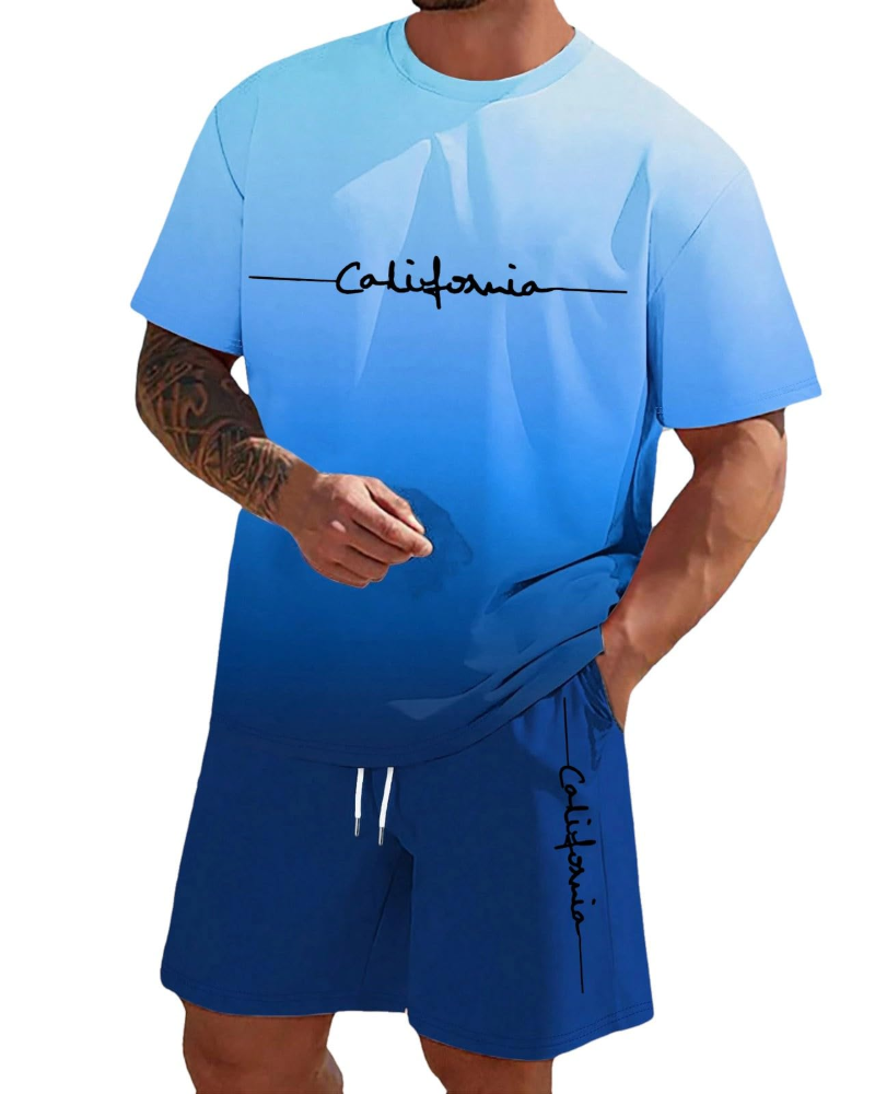 Derek Ensemble Lounge Homme – T-shirt à manches courtes, short avec cordon et poches