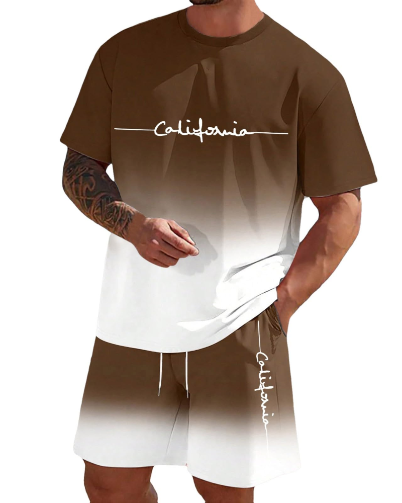 Derek Ensemble Lounge Homme – T-shirt à manches courtes, short avec cordon et poches