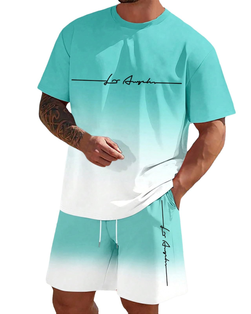 Derek Ensemble Lounge Homme – T-shirt à manches courtes, short avec cordon et poches