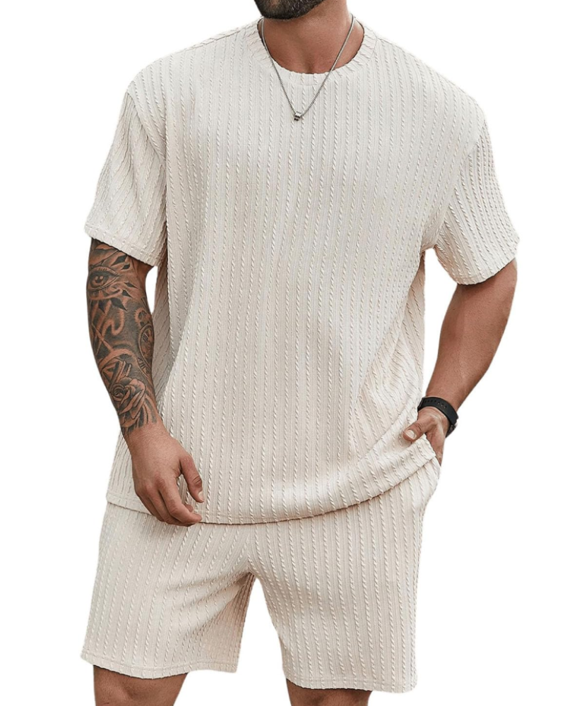 Calvin Set Estivo Uomo – Maglietta Manica Corta, Pantaloncini con Coulisse e Tasche