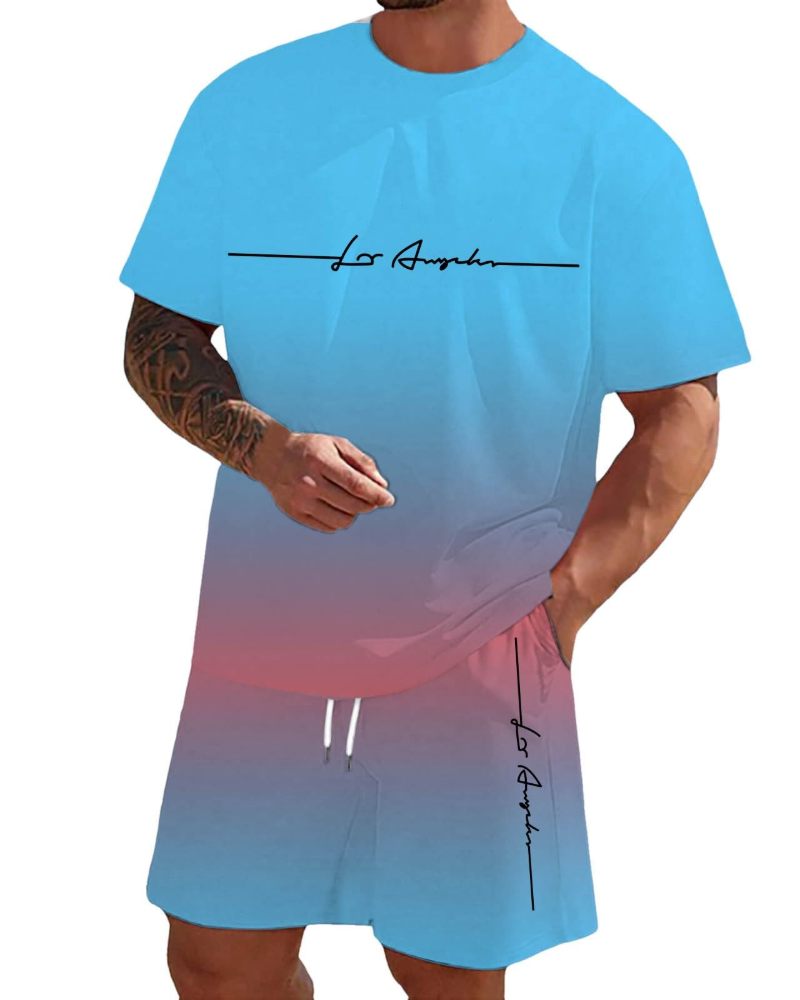 Derek Ensemble Lounge Homme – T-shirt à manches courtes, short avec cordon et poches