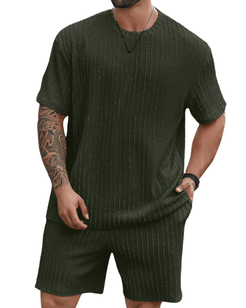 Calvin Ensemble Été Homme – T-shirt Manches Courtes, Shorts avec Cordon et Poches