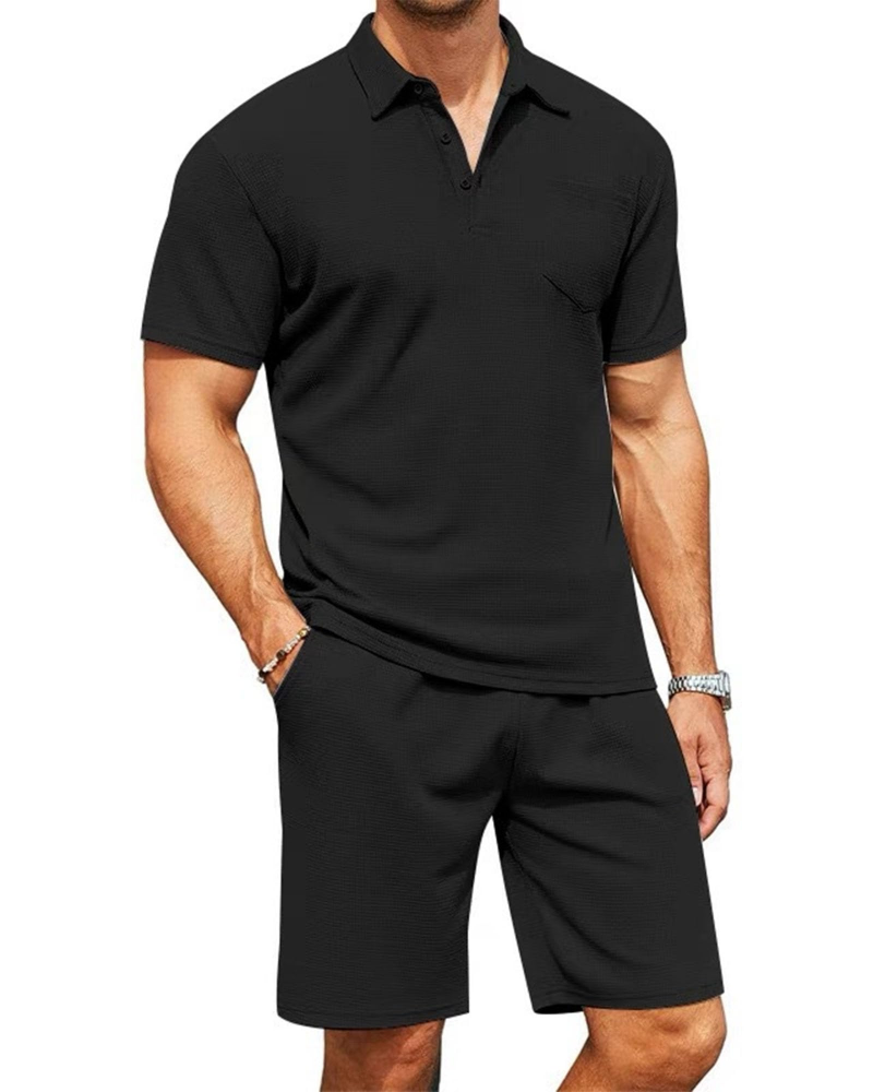 Nathan Ensemble Polo Homme – Chemise Slim Fit, Shorts avec Cordon et Poches
