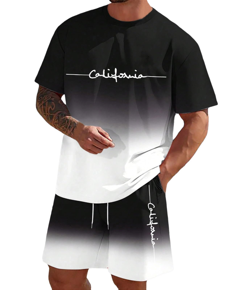 Derek Ensemble Lounge Homme – T-shirt à manches courtes, short avec cordon et poches