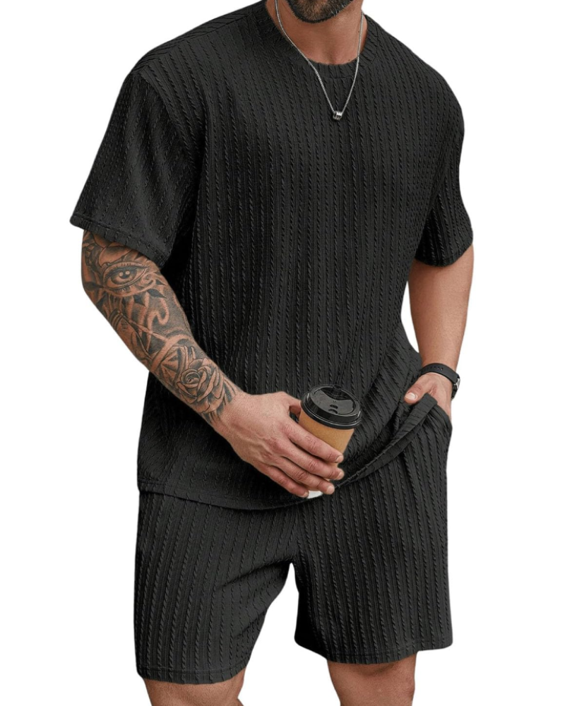 Calvin Ensemble Été Homme – T-shirt Manches Courtes, Shorts avec Cordon et Poches