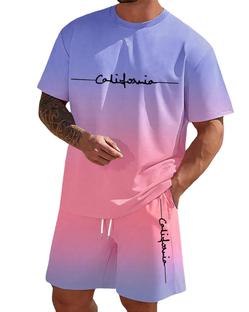 Derek Ensemble Lounge Homme – T-shirt à manches courtes, short avec cordon et poches
